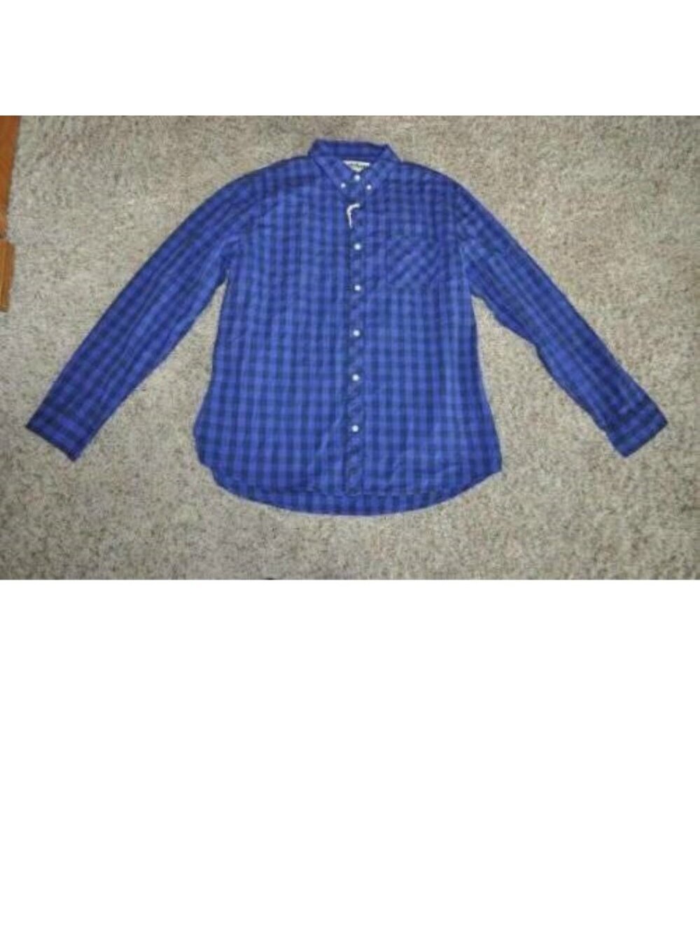 Mens Sport Shirt Urban Pipeline Blue XL Checked Button Up Long Sleeves Cotton